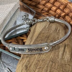 The Bradford Exchange Sentimental Silver “I am Strong” Heart Charm Bracelet